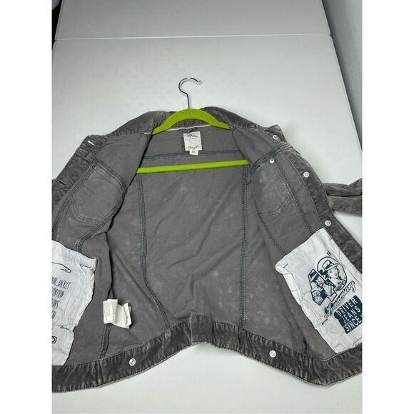 Rare Driver Velour Denim Construction Acid Washed Effect Jacket Size XL Gray - Picture 13 of 14